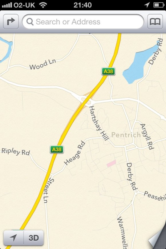 Apple iOS6 map of Ripley